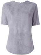 Balmain Plain Leather T-shirt, Women's, Size: 38, Grey, Lamb Skin