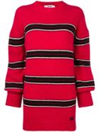 Msgm Patterned Hooded Jumper - Red