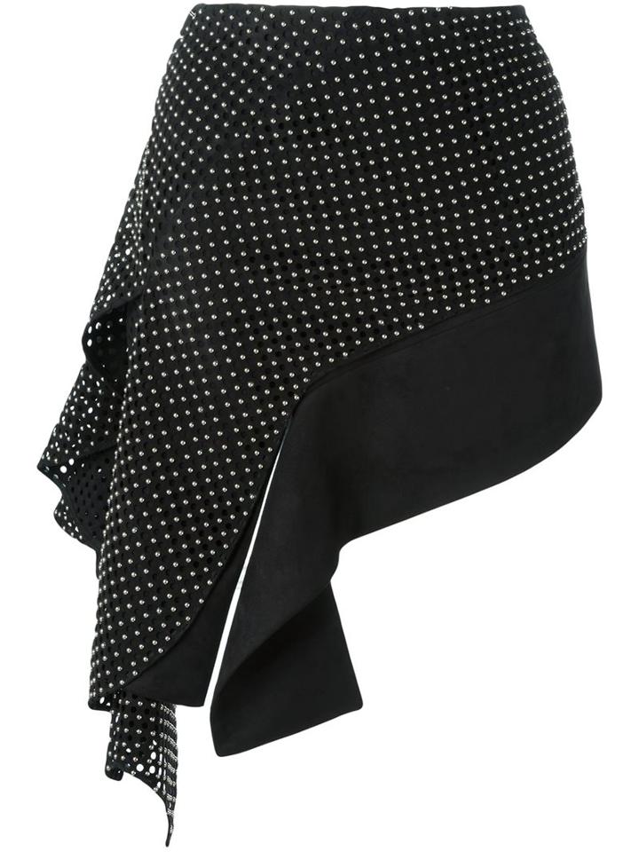 Anthony Vaccarello Asymmetric Skirt, Women's, Size: 38, Black, Zamac/polyester