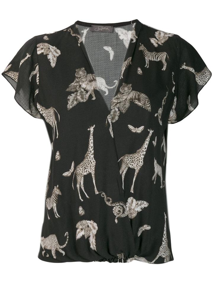 So Allure Animal Print Blouse - Black