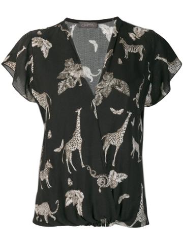 So Allure Animal Print Blouse - Black