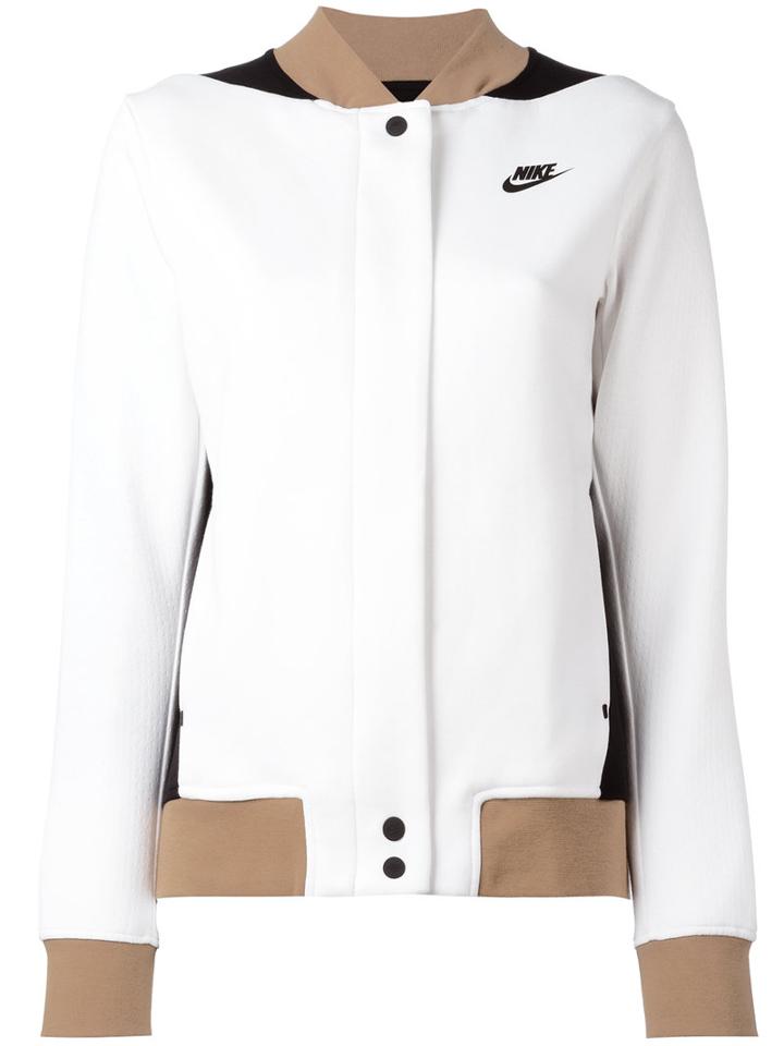 Nike Tri-colour Varsity Jacket, Women's, Size: Medium, White, Cotton/polyester