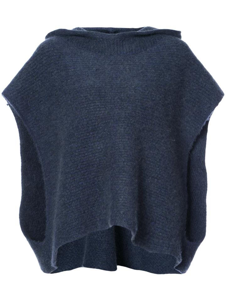 The Elder Statesman Malta Hooded Cape Sweater - Blue