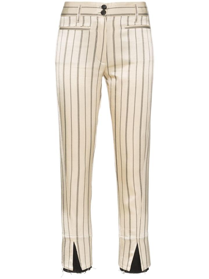 Ann Demeulemeester Striped Cropped Trousers - Neutrals