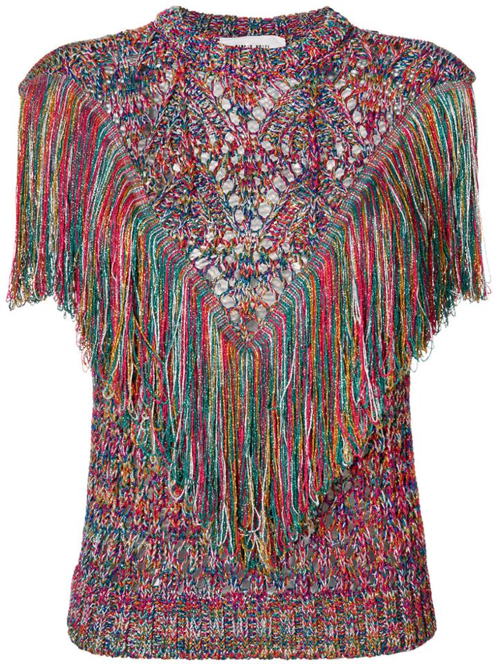 Circus Hotel Metallic Tassel Knit Top - Multicolour
