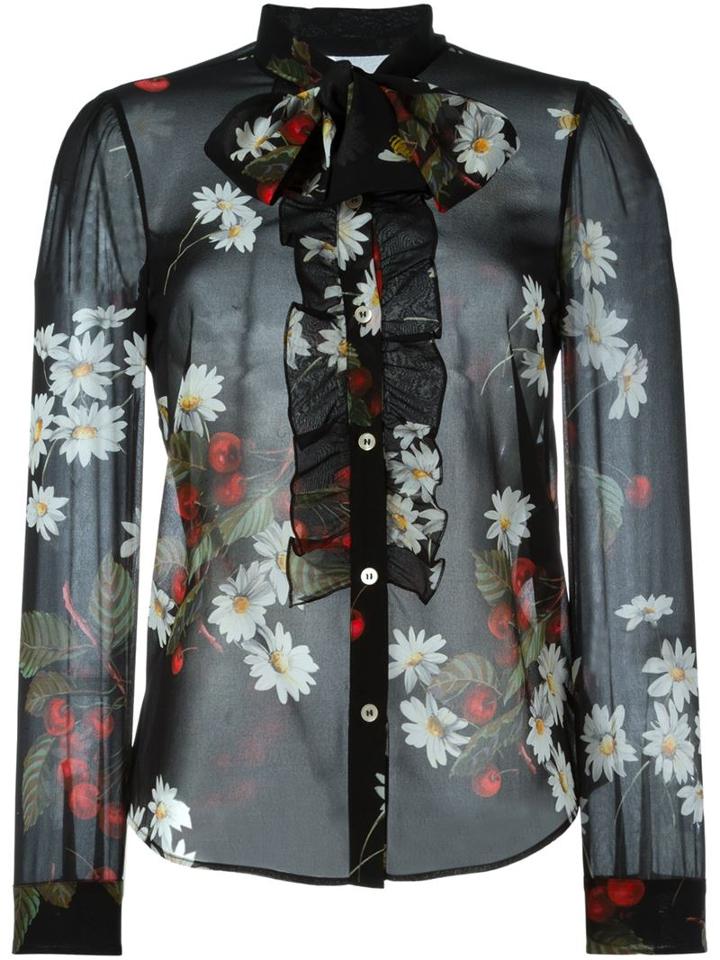 Red Valentino Sheer Floral Print Blouse