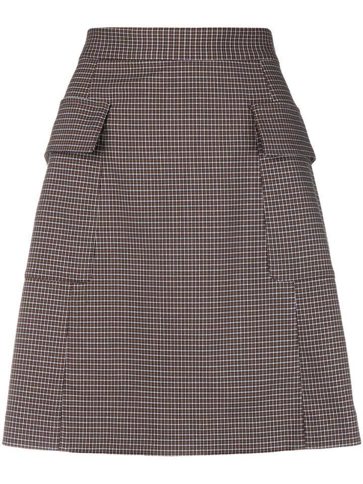 See By Chloé A-line Houndstooth Print Skirt - Brown