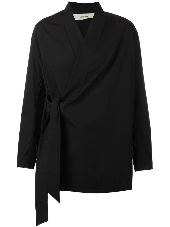 Damir Doma Belted Wrap Jacket, Men's, Size: Medium, Black, Cotton