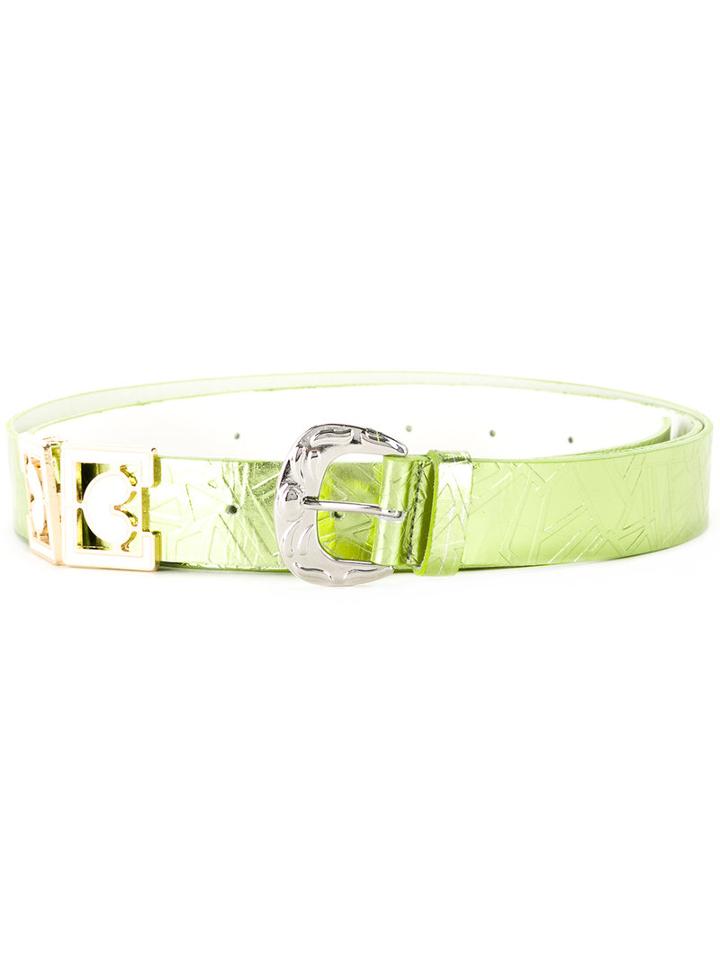 Mikio Sakabe Textured Buckle Belt, Women's, Size: 110, Green, Synthetic Resin