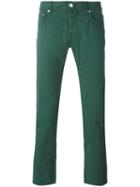 Jacob Cohen Tapered Trousers, Men's, Size: 38, Green, Cotton/spandex/elastane