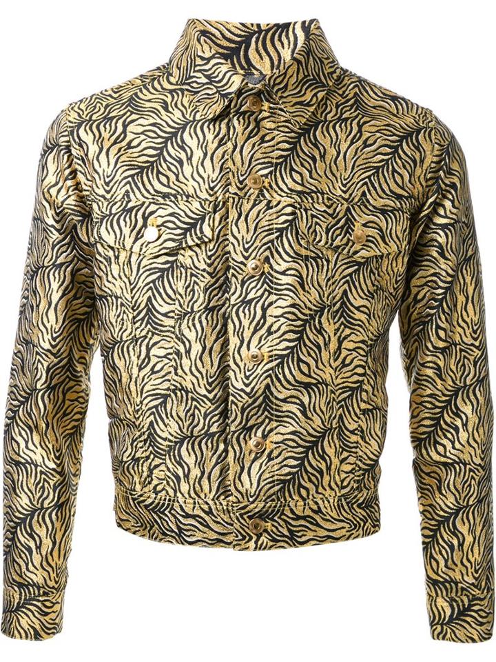 Dresscamp Tiger Stripe Jacquard Jacket, Men's, Size: 44, Black, Silk
