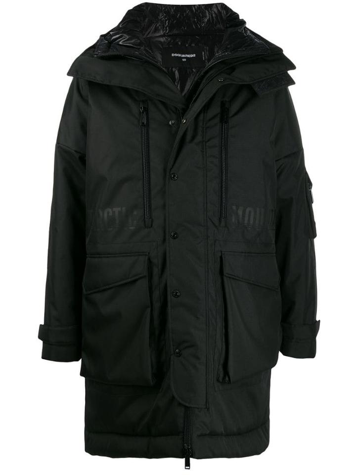 Dsquared2 Oversized Parka Coat - Black
