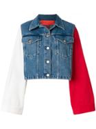 Tommy Hilfiger Colour Block Cropped Denim Jacket - Blue