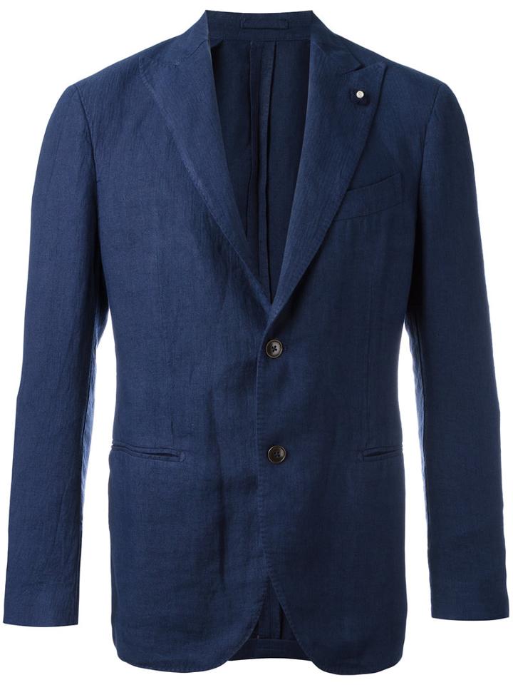 Lardini Classic Lightweight Suit Jacket, Men's, Size: 50, Blue, Hemp/polyester