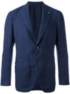 Lardini Classic Lightweight Suit Jacket, Men's, Size: 50, Blue, Hemp/polyester