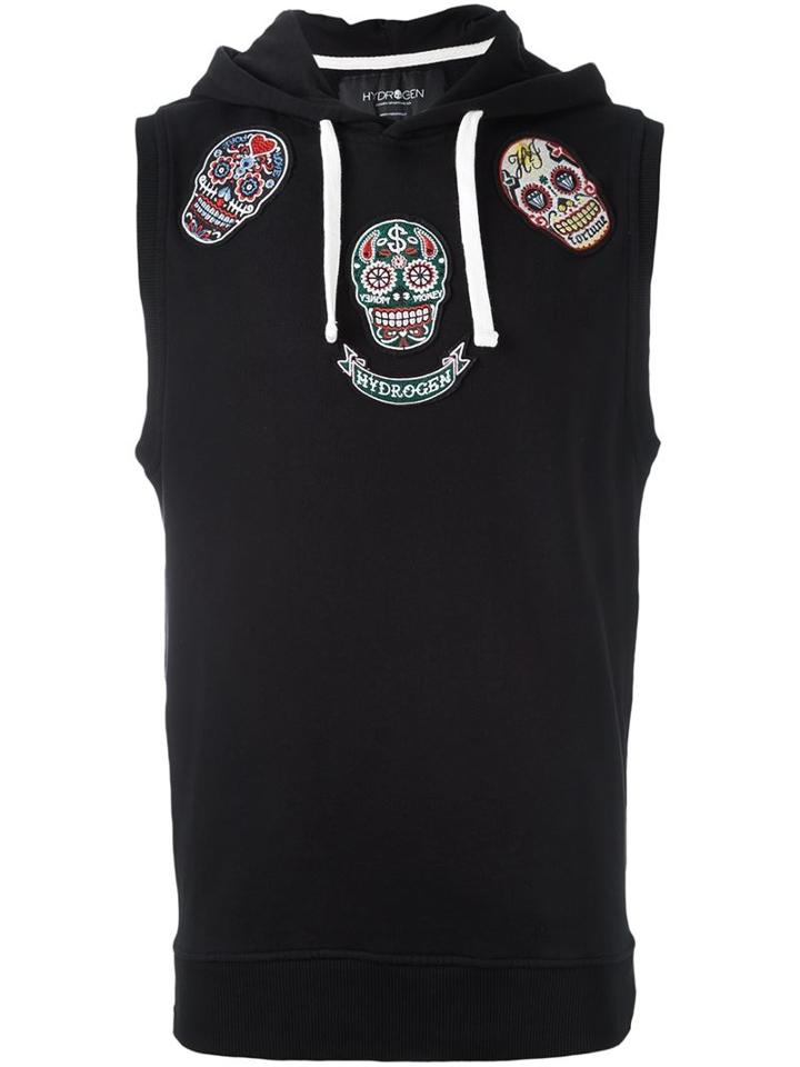 Hydrogen Ltd Sleeveless Hoodie, Men's, Size: S, Black, Cotton