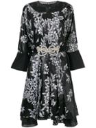 Fendi Floral Print Belted Dress - Black