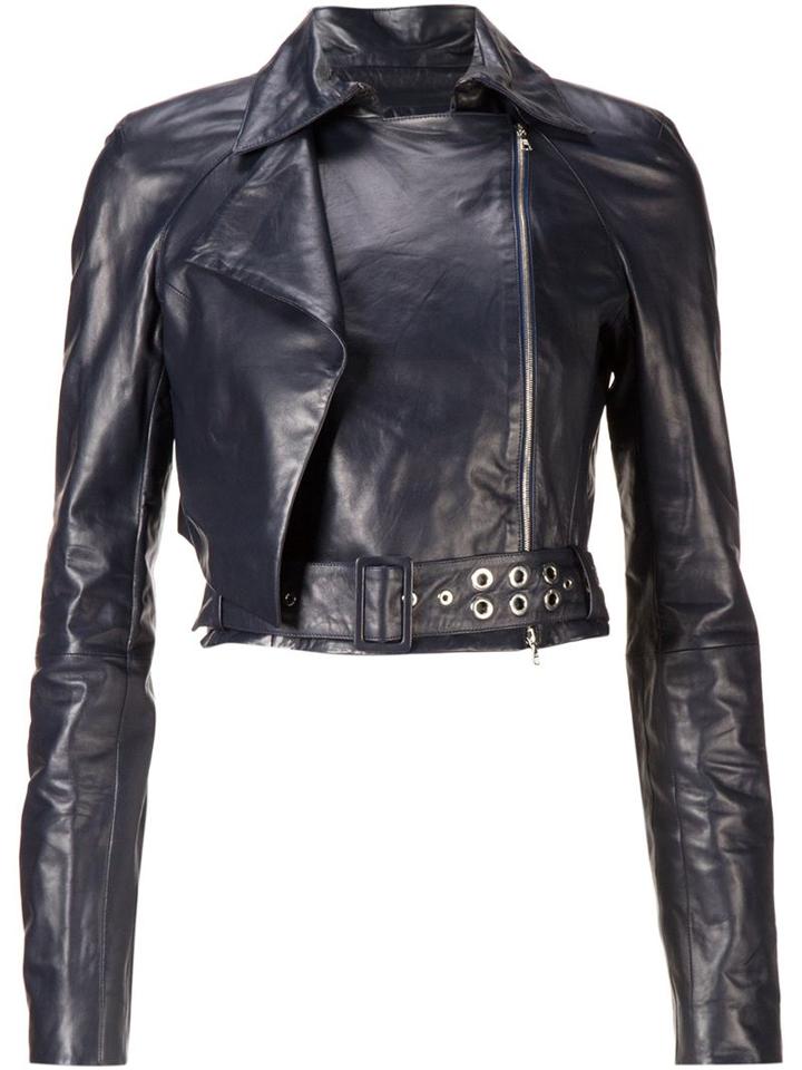 Mugler Cropped Leather Jacket