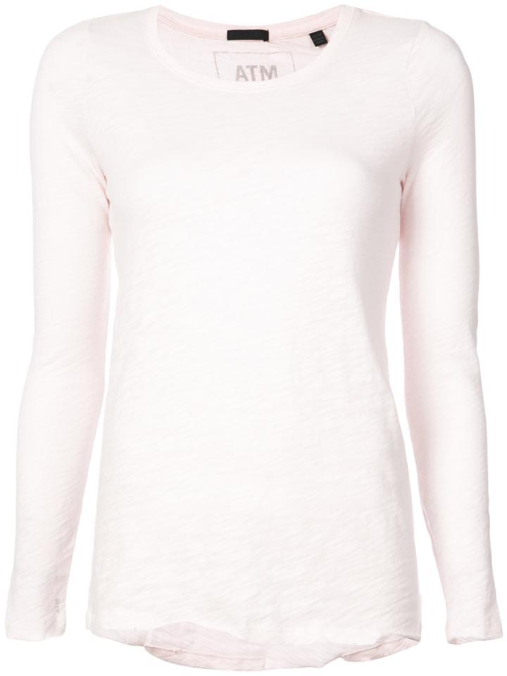 Atm Anthony Thomas Melillo Destroyed Long Sleeve Tee - Pink & Purple