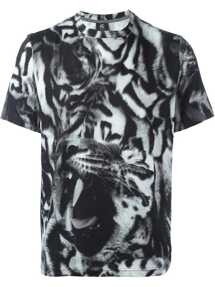 Ps By Paul Smith Animal Print T-shirt, Men's, Size: Small, Black, Cotton