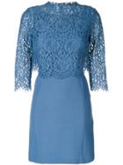 Twin-set Layered Lace Top Dress - Blue