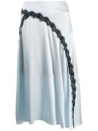 Dorothee Schumacher Satin Midi Skirt With Lace Insert - Blue