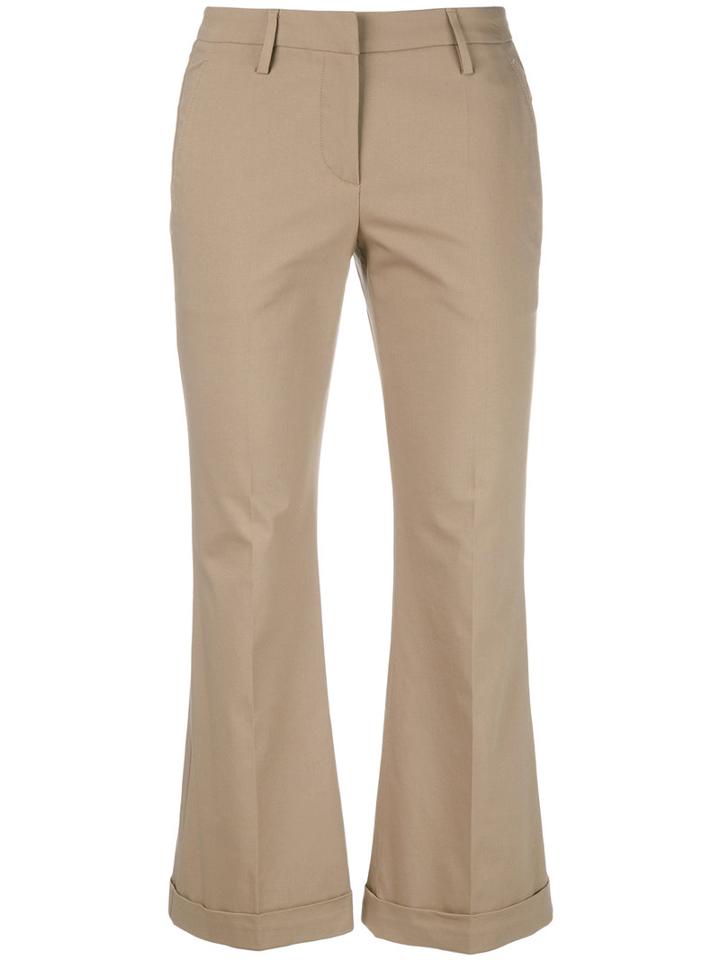 Brunello Cucinelli - Cropped Kick Flare Trousers - Women - Cotton/polyester/spandex/elastane/cupro - 44, Women's, Brown, Cotton/polyester/spandex/elastane/cupro