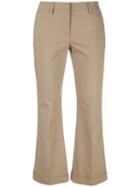 Brunello Cucinelli - Cropped Kick Flare Trousers - Women - Cotton/polyester/spandex/elastane/cupro - 44, Women's, Brown, Cotton/polyester/spandex/elastane/cupro