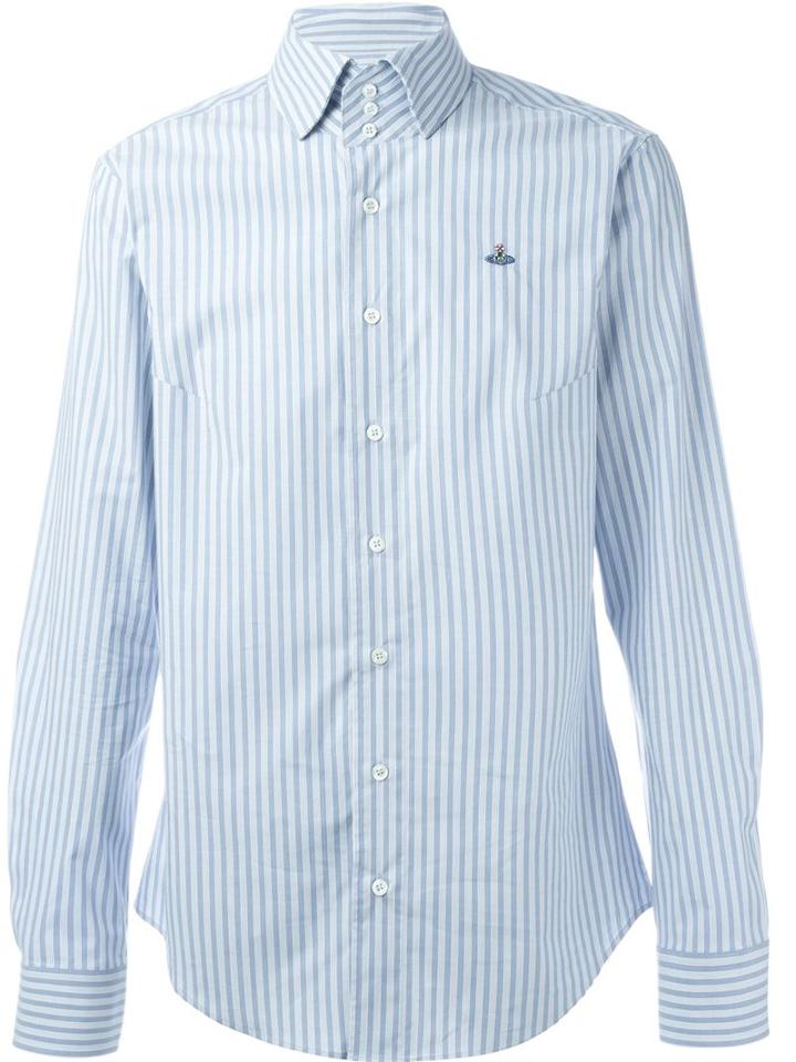Vivienne Westwood Man Striped Shirt, Men's, Size: 48, Blue, Cotton/spandex/elastane