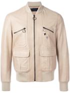 Neil Barrett Pins Leather Bomber Jacket, Men's, Size: Small, Nude/neutrals, Cupro/lamb Skin