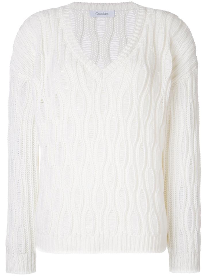 Cruciani Textured V-neck Jumper - Nude & Neutrals