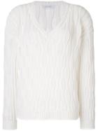 Cruciani Textured V-neck Jumper - Nude & Neutrals