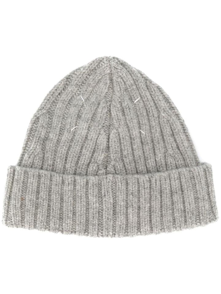 Maison Margiela Ribbed Knit Beanie - Grey