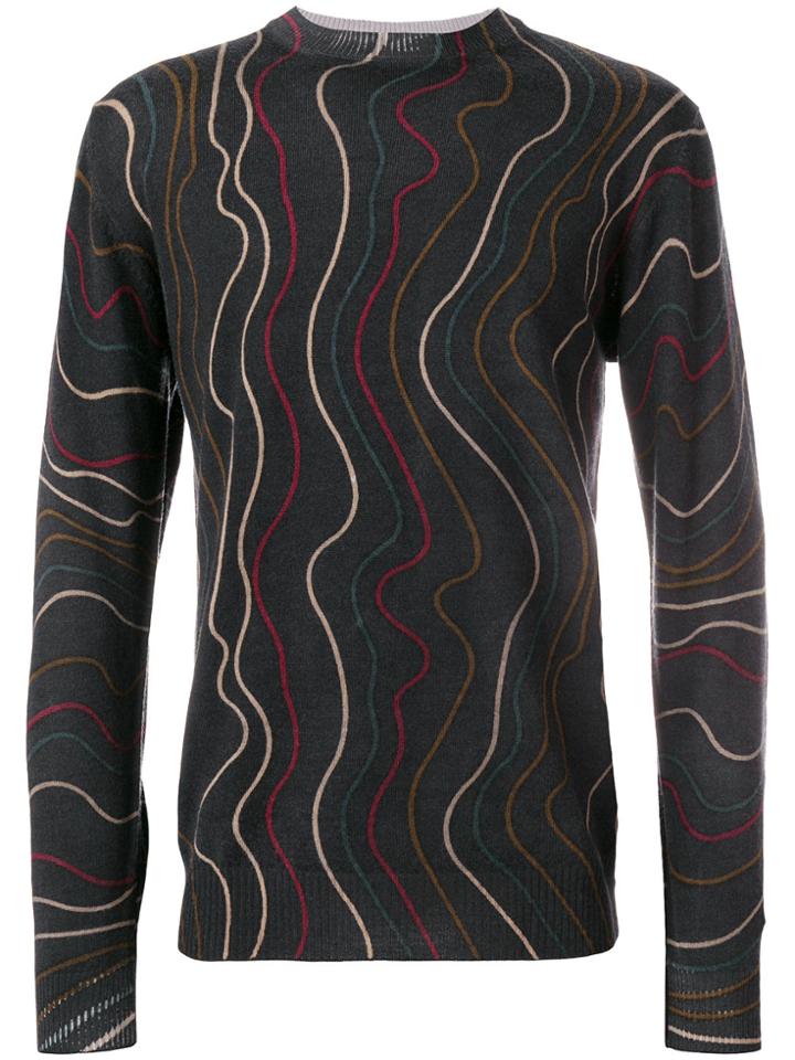Frankie Morello Printed Line Jumper - Grey