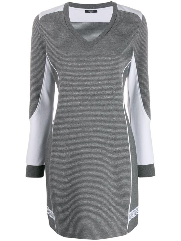 Liu Jo Colour Block Knitted Dress - Grey