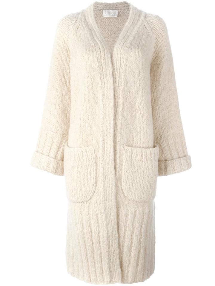 Chloé Oversized Cardigan Coat, Women's, Size: Large, Nude/neutrals, Cashmere/mohair/virgin Wool