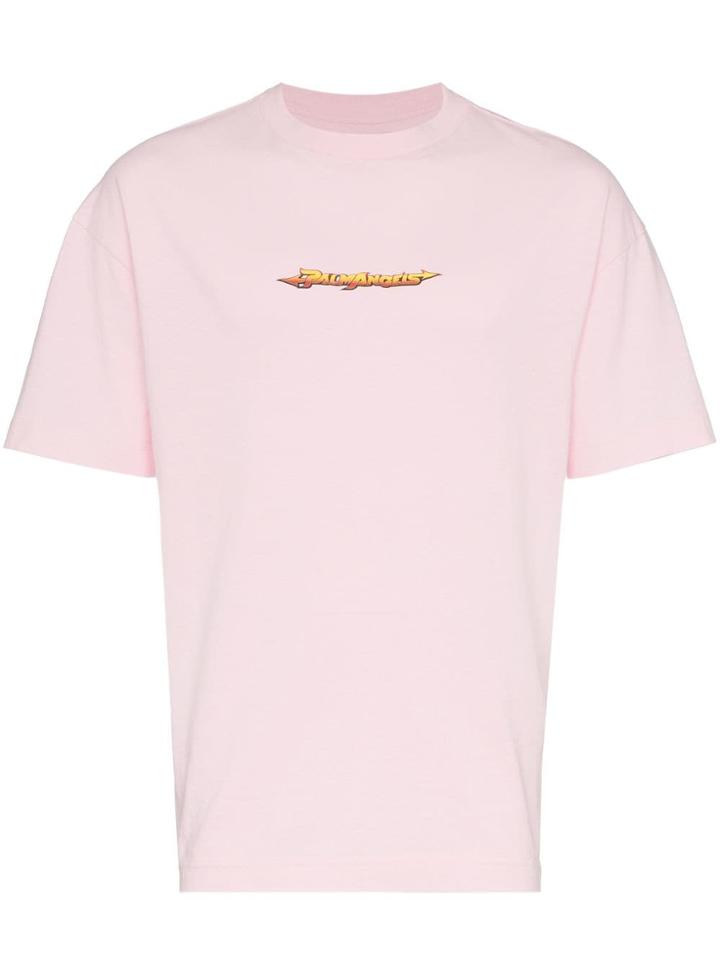 Palm Angels Arrows Logo Print Short Sleeve Cotton T Shirt - Pink