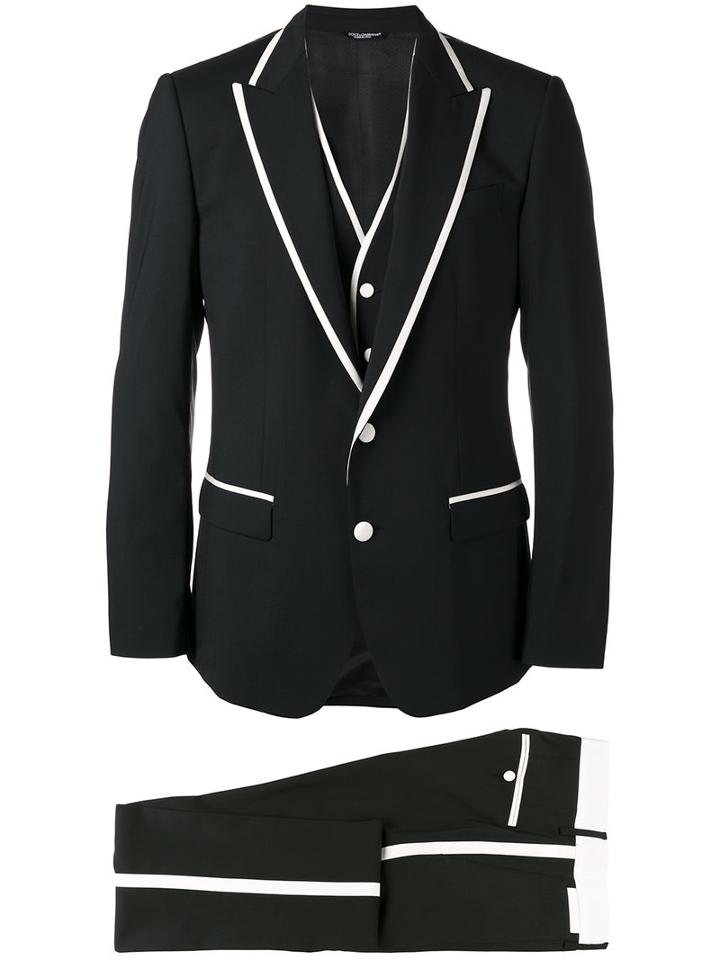 Dolce & Gabbana Formal Suit, Men's, Size: 48, Black, Wool/silk/spandex/elastane/cupro
