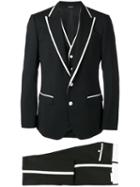 Dolce & Gabbana Formal Suit, Men's, Size: 48, Black, Wool/silk/spandex/elastane/cupro