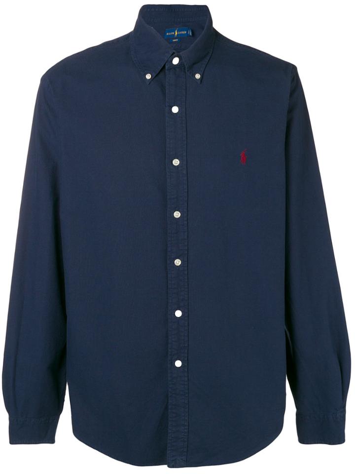 Polo Ralph Lauren Logo Embroidered Button-down Shirt - Blue