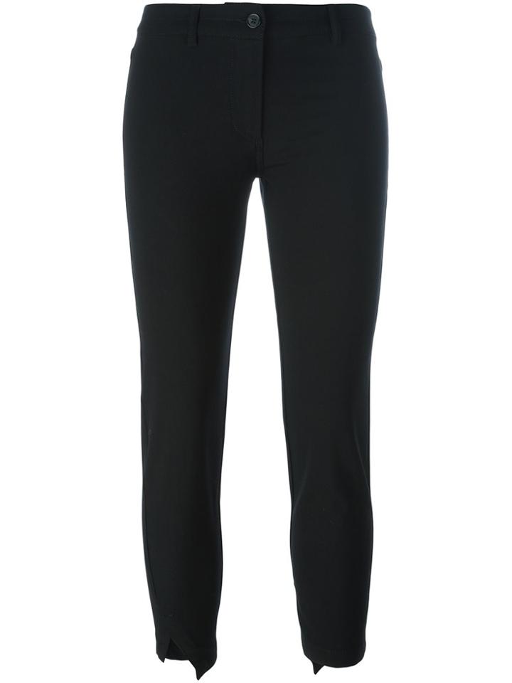 Ann Demeulemeester Slit Hem Cropped Trousers - Black