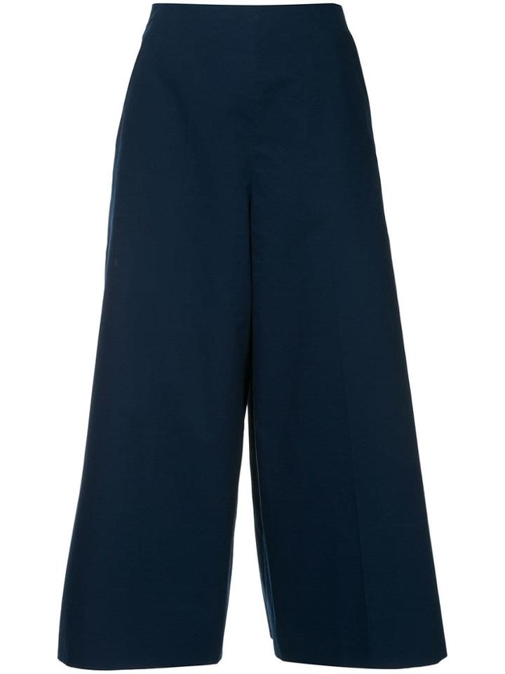 Delpozo Pleated Cropped Trousers - Blue