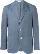 Boglioli Three Button Blazer, Men's, Size: 48, Blue, Cotton/linen/flax/cupro