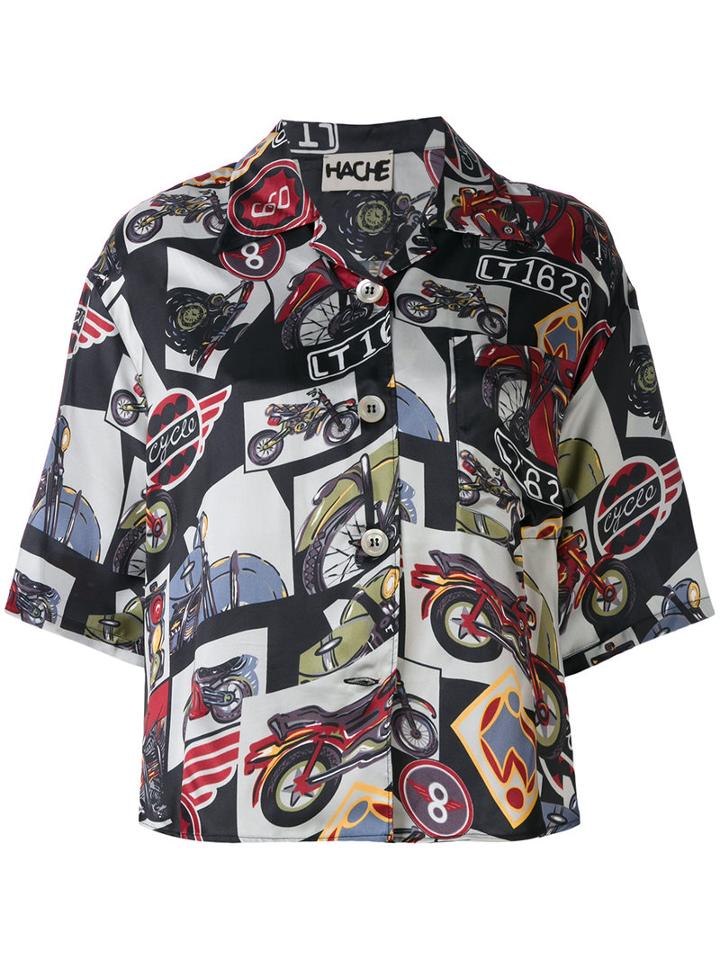 Hache - Bike Print Shirt - Women - Viscose - 42, Black, Viscose