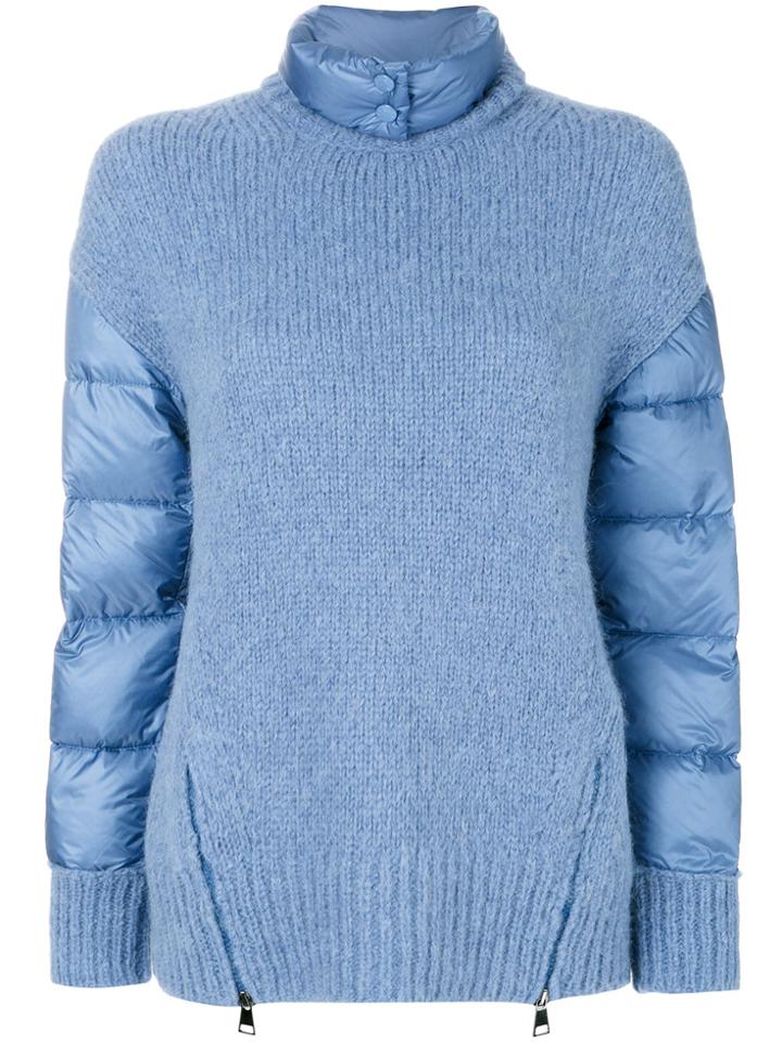 Moncler Padded Sleeve Knitted Jumper - Blue