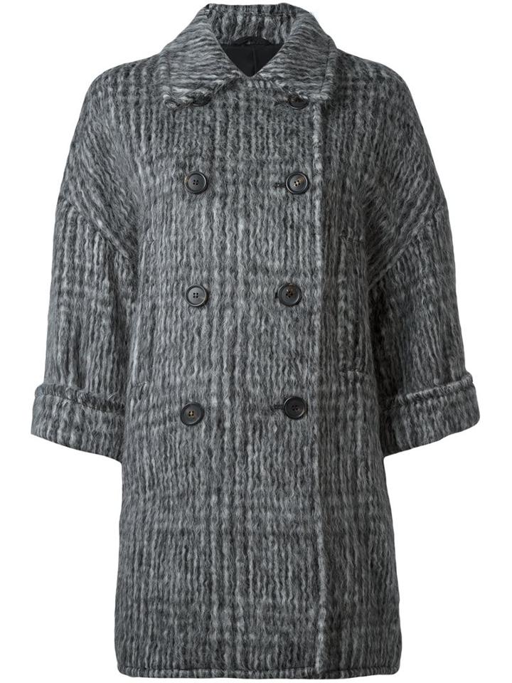 Brunello Cucinelli Double Breasted Coat, Women's, Size: 42, Grey, Silk/acetate/alpaca/virgin Wool