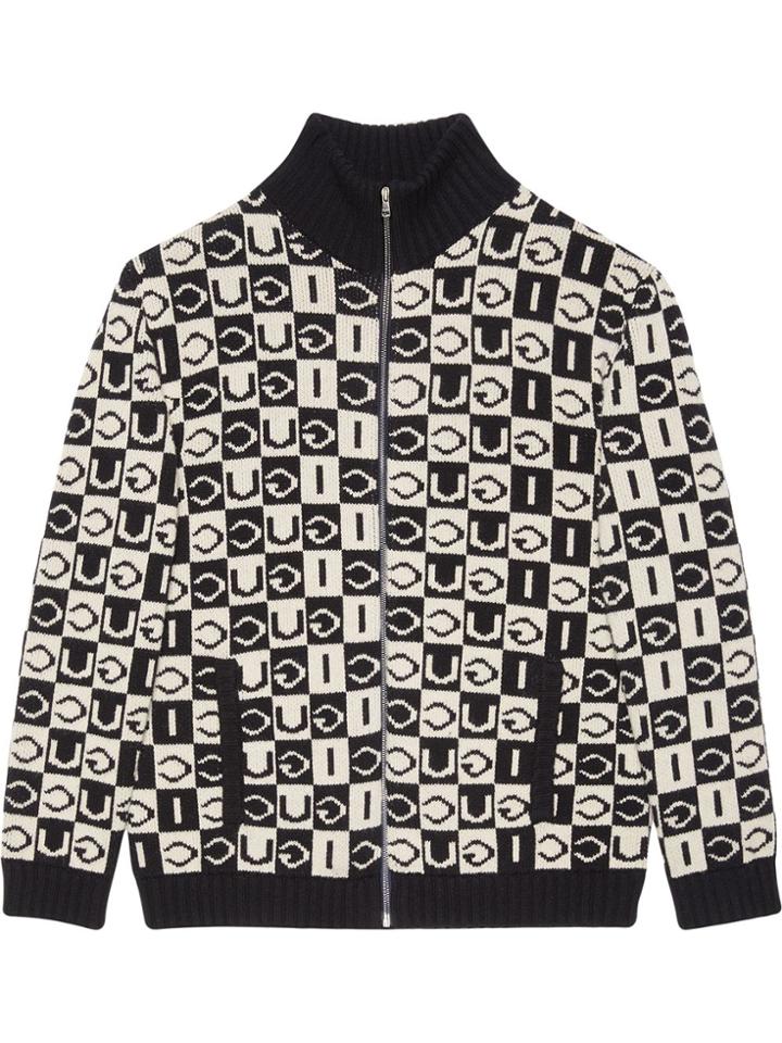 Gucci Checkerboard Motif Jacket - Black