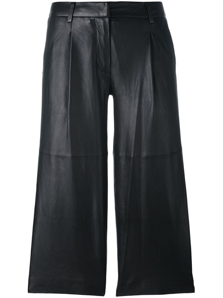 Michael Michael Kors Leather Cropped Pants - Black