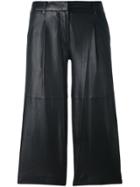 Michael Michael Kors Leather Cropped Pants - Black