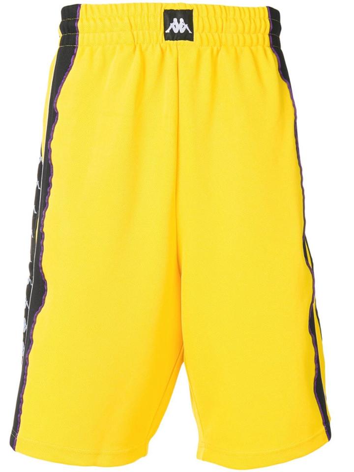Kappa Appliqué Striped Shorts - Yellow
